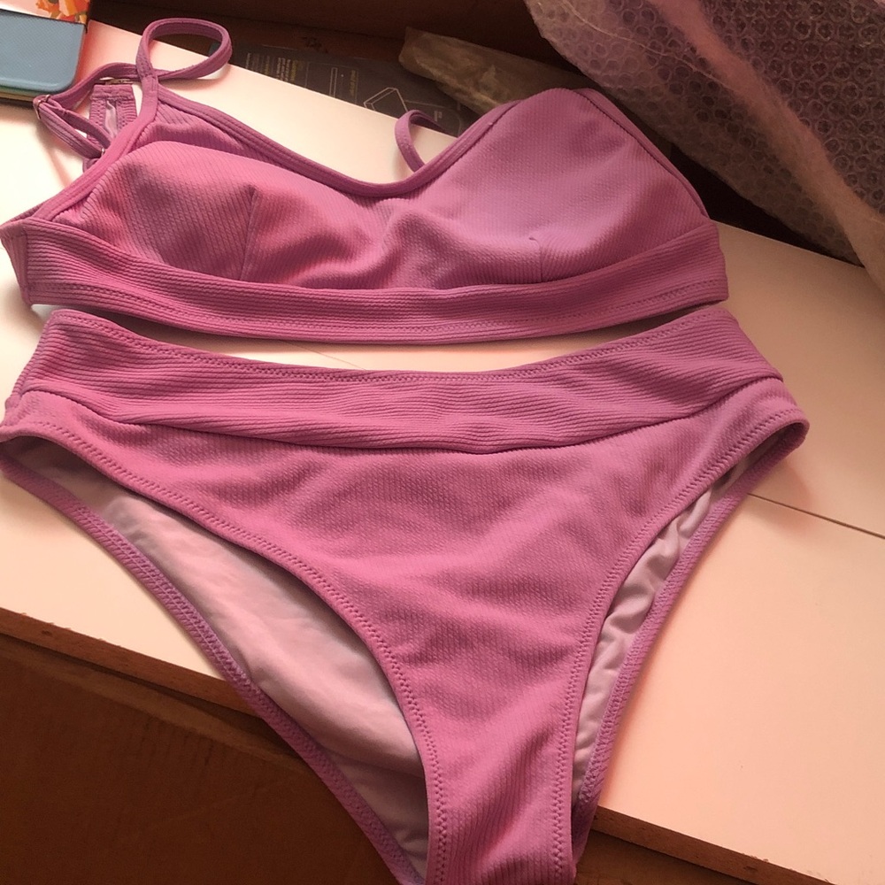 Lilac Ribbed Two-Piece Bikini Set